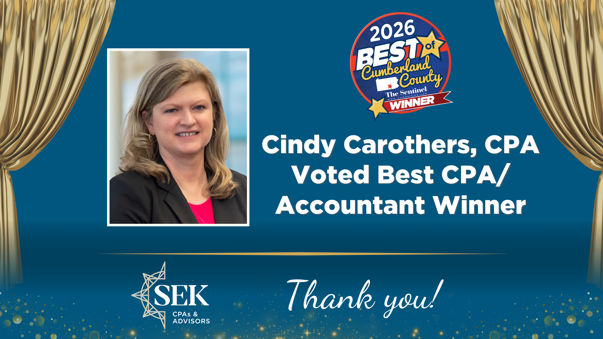 award logo and headshot for cindy carothers best of cumberland county awards