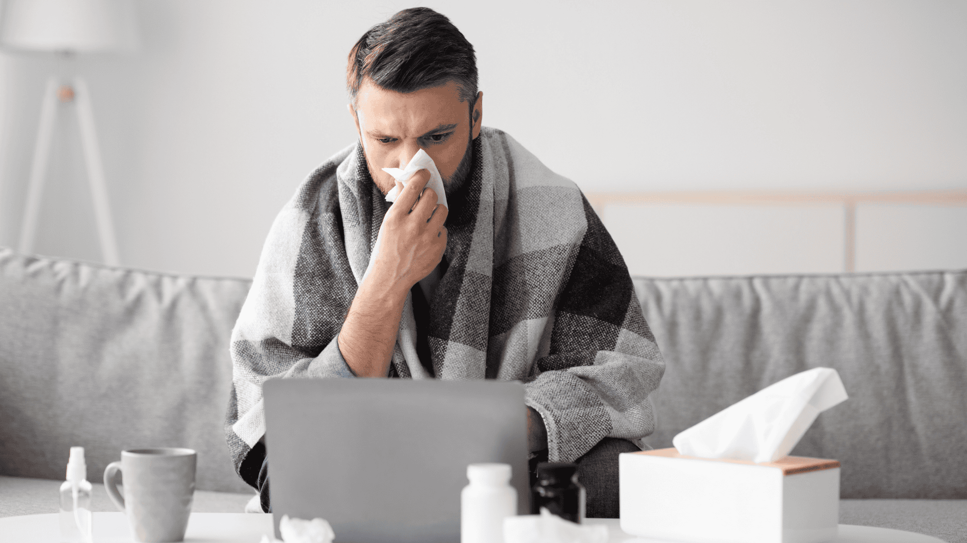sick person working