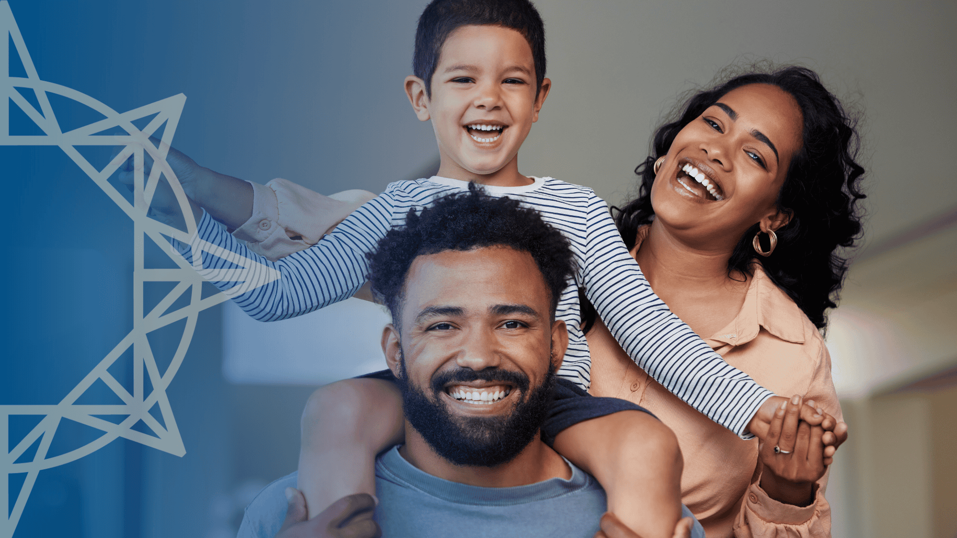Young family with a mother, father, and son