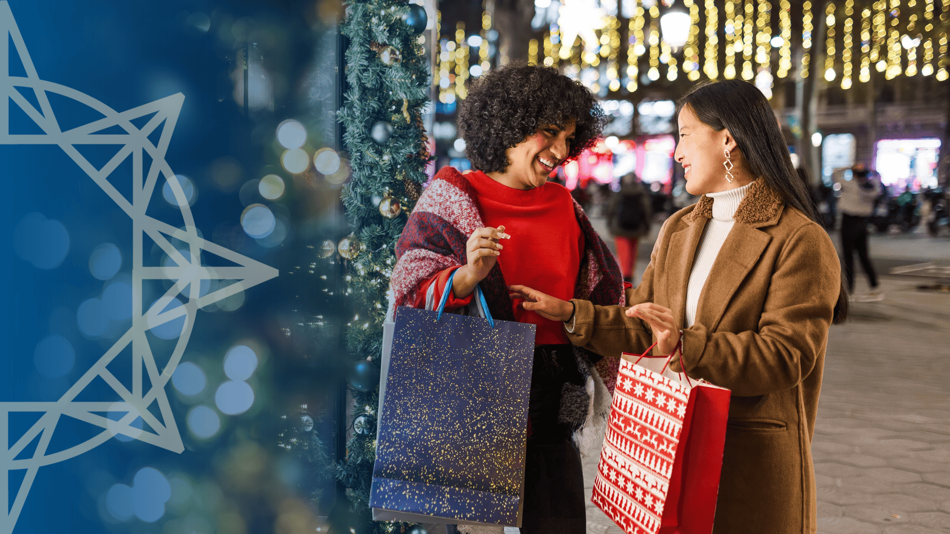 Two women holiday shopping